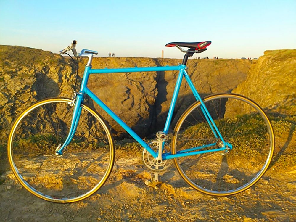 Singlespeed bleu Jacques Anquetil des années 80
