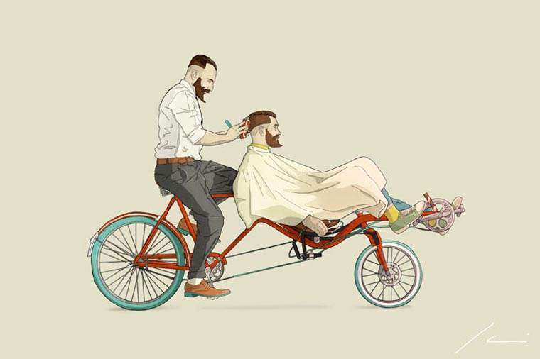 El barbero bicicletero Ibai Eizaguirre