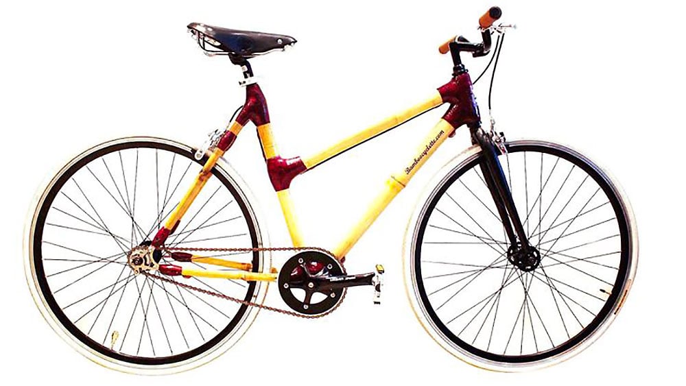 Bamboocyclette un vélo fixie avec un cadre en bambou