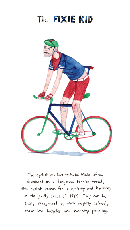 Série d'illustrations sur les cyclistes urbains de Kurt Mc Robert