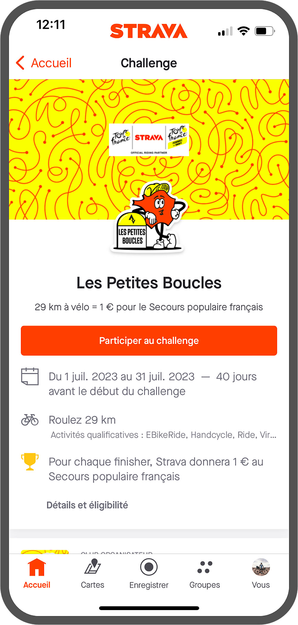 Challenge Tour de France Strava 2023