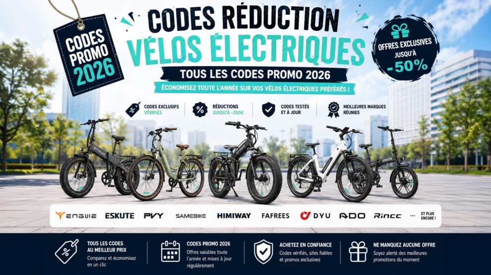 Codes réduction vélo électrique, tous les codes promo 2026